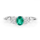0.36 Carat Genuine Zambian Emerald and White Diamond 14K White Gold Ring-7