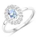 0.44 Carat Genuine Aquamarine and White Diamond 14K White Gold Ring-5