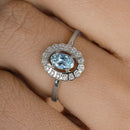 0.44 Carat Genuine Aquamarine and White Diamond 14K White Gold Ring-10