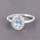 0.44 Carat Genuine Aquamarine and White Diamond 14K White Gold Ring-8