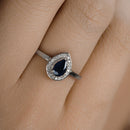 0.48 Carat Genuine Blue Sapphire and White Diamond 14K White Gold Ring-10