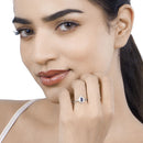 0.48 Carat Genuine Blue Sapphire and White Diamond 14K White Gold Ring-11