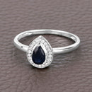 0.48 Carat Genuine Blue Sapphire and White Diamond 14K White Gold Ring-8