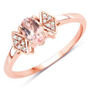 0.46 Carat Genuine Morganite and White Diamond 14K Rose Gold Ring-5