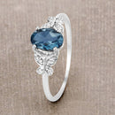 0.93 Carat Genuine London Blue Topaz and White Diamond 14K White Gold Ring-8