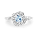 0.46 Carat Genuine Aquamarine and White Diamond 14K White Gold Ring-7