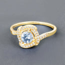 0.46 Carat Genuine Aquamarine and White Diamond 14K Yellow Gold Ring-9