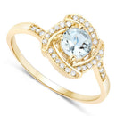 0.46 Carat Genuine Aquamarine and White Diamond 14K Yellow Gold Ring-7