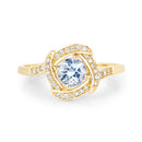 0.46 Carat Genuine Aquamarine and White Diamond 14K Yellow Gold Ring-8