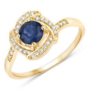 0.73 Carat Genuine Blue Sapphire and White Diamond 14K Yellow Gold Ring-6