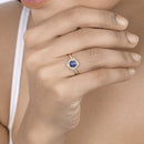 0.73 Carat Genuine Blue Sapphire and White Diamond 14K Yellow Gold Ring-11