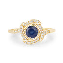 0.73 Carat Genuine Blue Sapphire and White Diamond 14K Yellow Gold Ring-8
