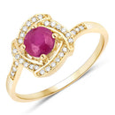 0.63 Carat Genuine Ruby and White Diamond 14K Yellow Gold Ring-5