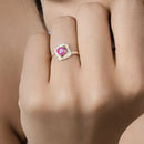 0.63 Carat Genuine Ruby and White Diamond 14K Yellow Gold Ring-10