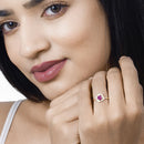 0.63 Carat Genuine Ruby and White Diamond 14K Yellow Gold Ring-11