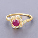 0.63 Carat Genuine Ruby and White Diamond 14K Yellow Gold Ring-8