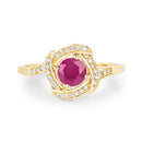 0.63 Carat Genuine Ruby and White Diamond 14K Yellow Gold Ring-7