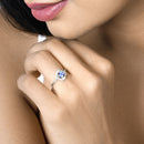 0.55 Carat Genuine Tanzanite and White Diamond 14K White Gold Ring-10
