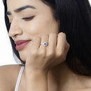0.55 Carat Genuine Tanzanite and White Diamond 14K White Gold Ring-11
