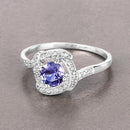 0.55 Carat Genuine Tanzanite and White Diamond 14K White Gold Ring-8