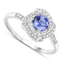 0.55 Carat Genuine Tanzanite and White Diamond 14K White Gold Ring-6