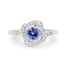 0.55 Carat Genuine Tanzanite and White Diamond 14K White Gold Ring-7