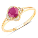 0.59 Carat Genuine Ruby and White Diamond 14K Yellow Gold Ring-6