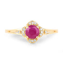 0.59 Carat Genuine Ruby and White Diamond 14K Yellow Gold Ring-8