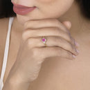 0.59 Carat Genuine Ruby and White Diamond 14K Yellow Gold Ring-11