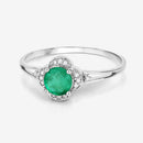 0.46 Carat Genuine Zambian Emerald and White Diamond 14K White Gold Ring-9