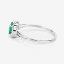 0.46 Carat Genuine Zambian Emerald and White Diamond 14K White Gold Ring-11