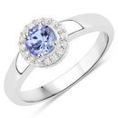 0.55 Carat Genuine Tanzanite and White Topaz .925 Sterling Silver Ring-2