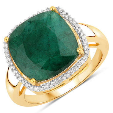 5.14 Carat Dyed Emerald and White Diamond .925 Sterling Silver Ring - 0