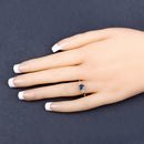 1.08 Carat Genuine Blue Sapphire and White Diamond 14K Yellow Gold Ring-9