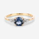 1.08 Carat Genuine Blue Sapphire and White Diamond 14K Yellow Gold Ring-10
