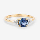 1.08 Carat Genuine Blue Sapphire and White Diamond 14K Yellow Gold Ring-11