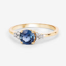 1.08 Carat Genuine Blue Sapphire and White Diamond 14K Yellow Gold Ring-12