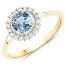1.03 Carat Genuine Blue Sapphire and White Diamond 14K Yellow Gold Ring-4