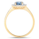 1.03 Carat Genuine Blue Sapphire and White Diamond 14K Yellow Gold Ring-5