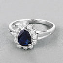 1.46 Carat Genuine Blue Sapphire and White Diamond 10K White Gold Ring-4