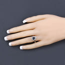1.46 Carat Genuine Blue Sapphire and White Diamond 10K White Gold Ring-5