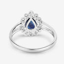 1.46 Carat Genuine Blue Sapphire and White Diamond 10K White Gold Ring-7