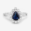 1.46 Carat Genuine Blue Sapphire and White Diamond 10K White Gold Ring-8