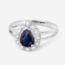 1.46 Carat Genuine Blue Sapphire and White Diamond 10K White Gold Ring-9