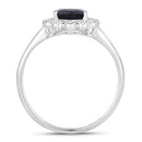 1.46 Carat Genuine Blue Sapphire and White Diamond 10K White Gold Ring-2