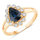 1.46 Carat Genuine Blue Sapphire and White Diamond 10K Yellow Gold Ring-1