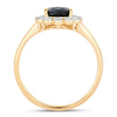 1.46 Carat Genuine Blue Sapphire and White Diamond 10K Yellow Gold Ring-2