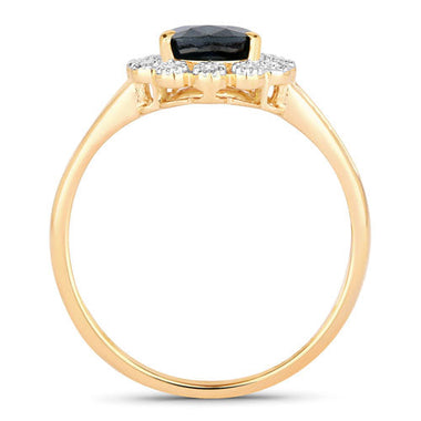 1.46 Carat Genuine Blue Sapphire and White Diamond 10K Yellow Gold Ring - 0