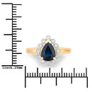 1.46 Carat Genuine Blue Sapphire and White Diamond 10K Yellow Gold Ring-3