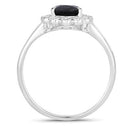 1.46 Carat Genuine Blue Sapphire and White Diamond 14K White Gold Ring-2